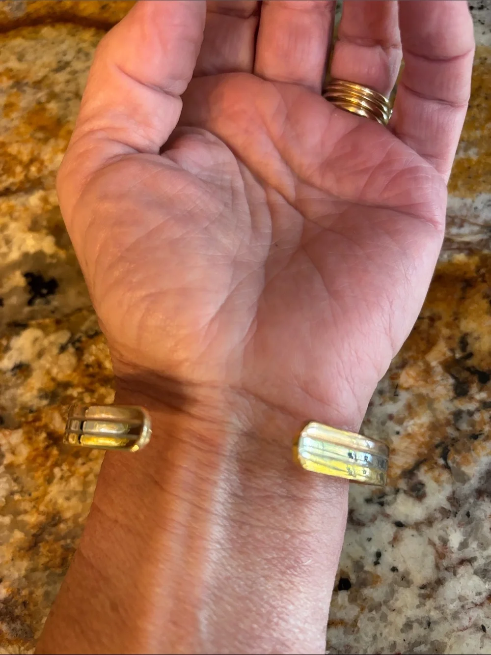 Vintage Three Tone Magnetic Cuff Bracelet - Gold & Silver&Copper L/XL